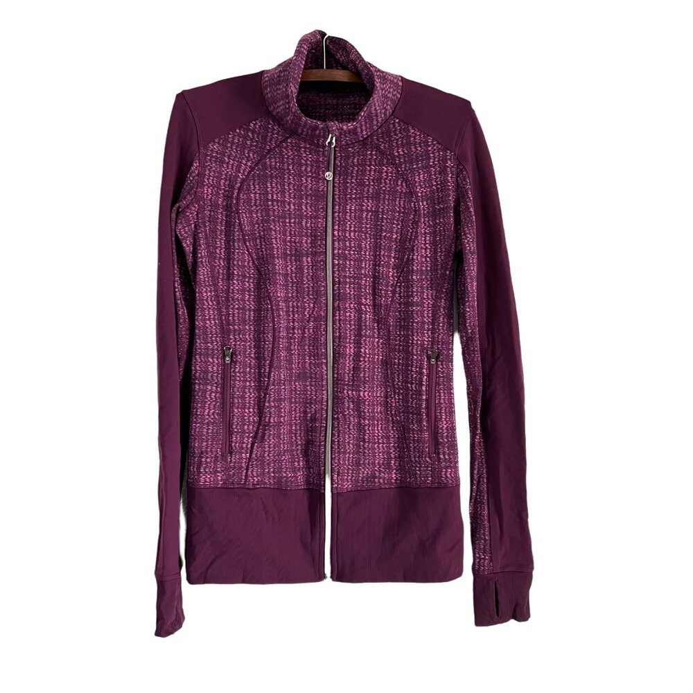 Lululemon Womens Purple Static Full Zip Long Line Thumb Holes Sweater Size 6